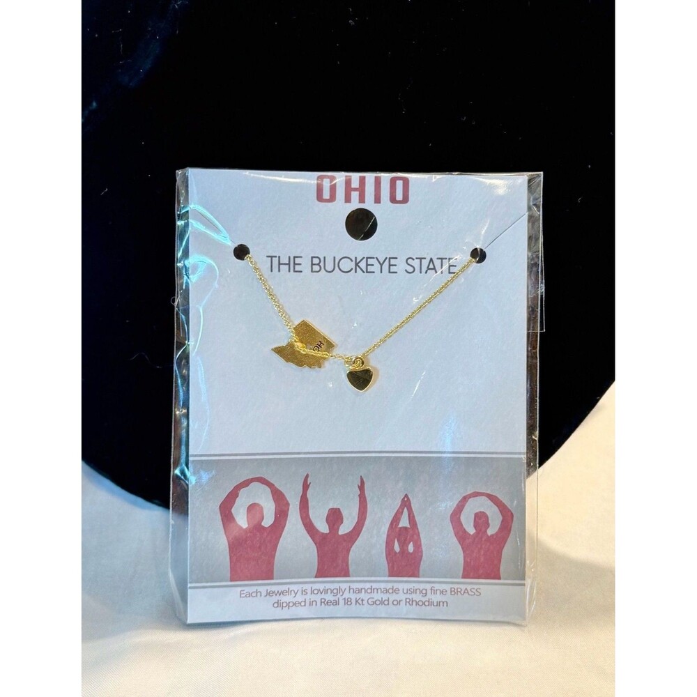 18k Gold Dipped Brass Lauren-Spencer Ohio State Pendant from Statehouse Museum